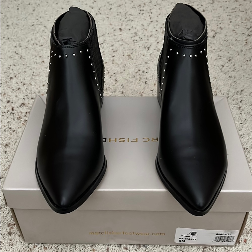 Marc Fisher Black Ankle Boots with Studded Detailing